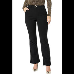 C Wonder by Christian Women's Siriano Flare Leg Pant with Belt Black - Regular